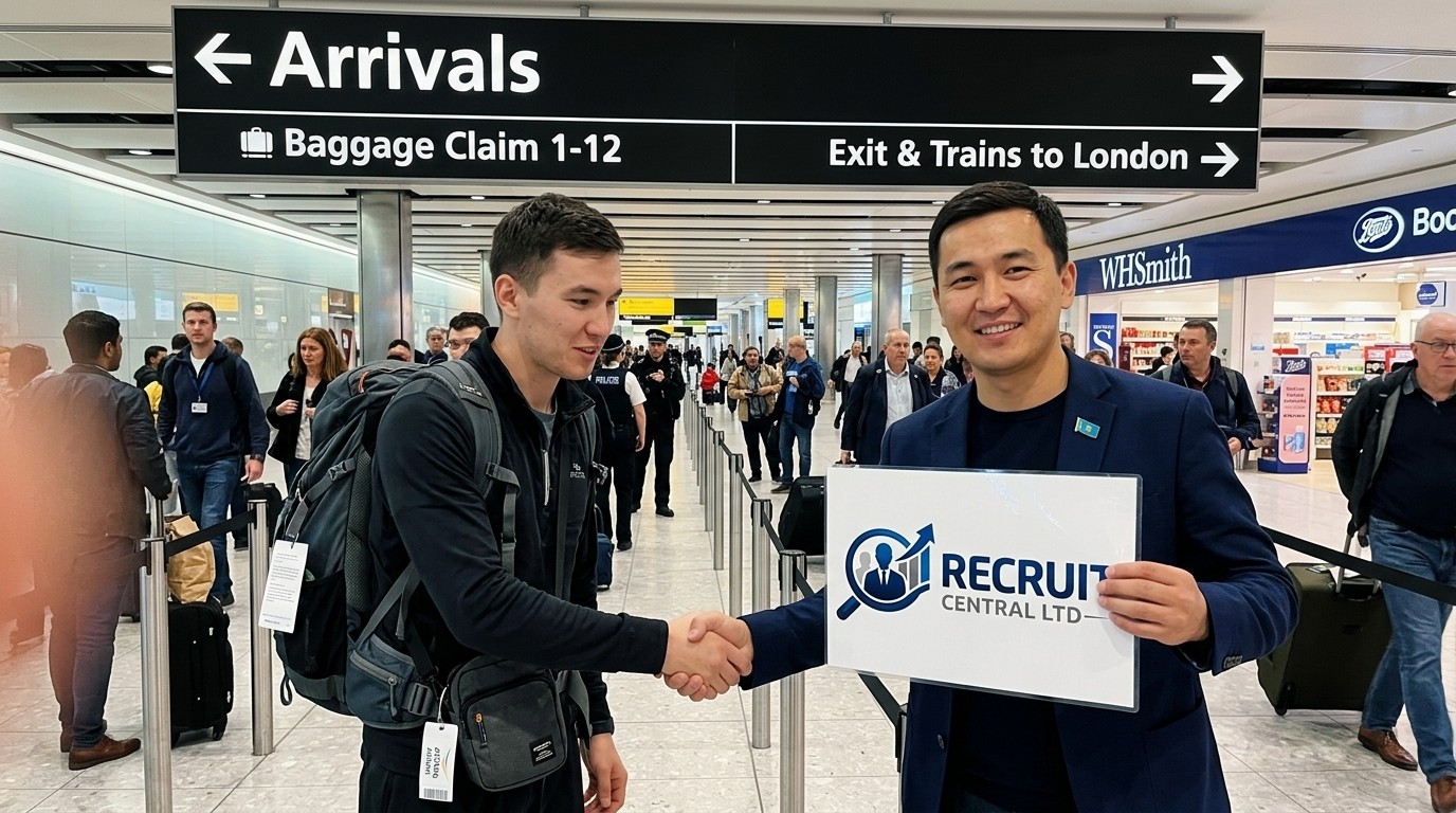 Представитель Recruit Central встречает кандидата в аэропорту Лондона